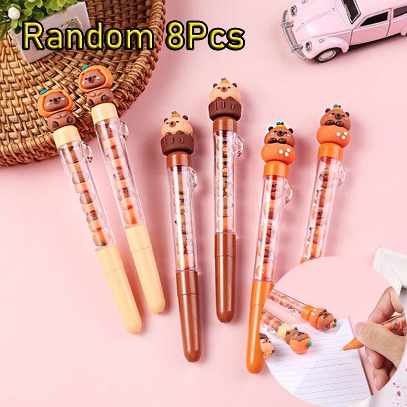 

1 шт. Кавайная капибара, штабелируемые гелевые ручки, 0,5 мм, черные чернила, быстросохнущая нейтральная ручка, письменный инструмент для студентов, для школы, офиса, сезона возвращения в школу Random style 1Pc