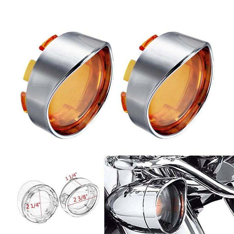 Visor Turn Signal Bezels Trim Ring Lens for Harley Softail Sportster Dyna Touring FLHX,Chrome ABS Motorcycle Indicator Cover 1 Pair
