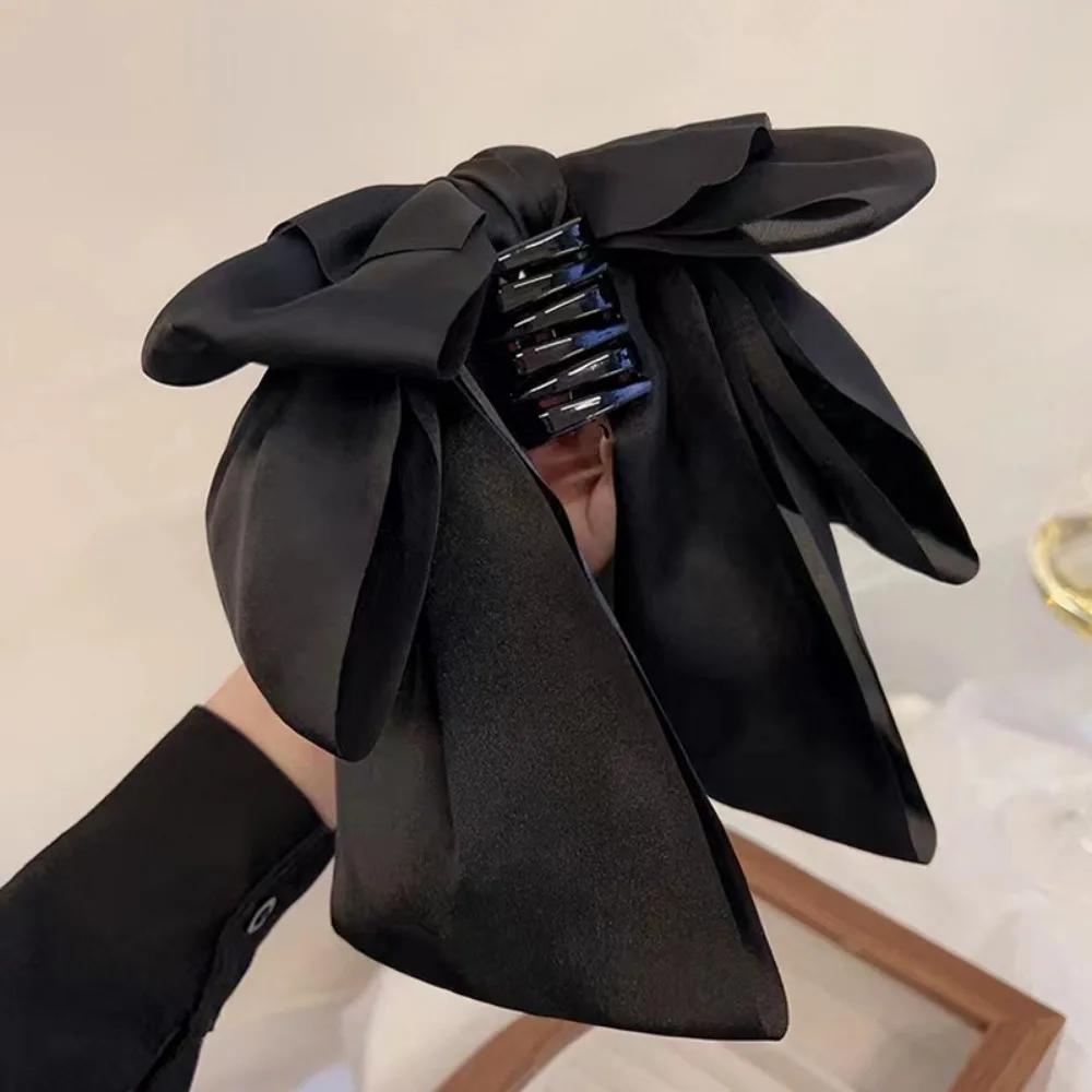 New Big Satin Hair Clip Hair Claw Girl Women Solid Red Black Multi Layer Headwear Korean Fashion Pinches for Hair Accessories