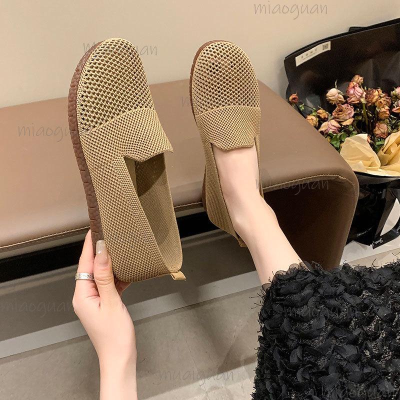 Fashion Women's Summer Casual Loafers Breathable Hollow Out Beijing Cloth Shoes Soft Sole Anti-Slip Slip-On Flat Shoes Zapatos De Mujer