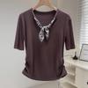 Damen V-Ausschnitt Slim-Fit T-Shirt
