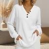 2026 Women's Autumn/Winter V-neck Button Waffle Long-Sleeve Casual Sweatshirt Top