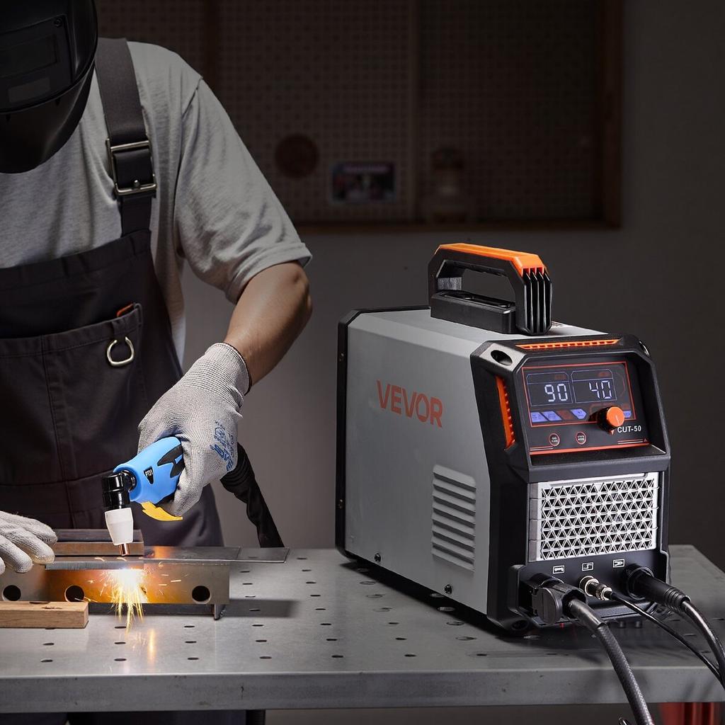 Plasma Cutter, 50A Plasma Cutting Machine, 220V Digital Display IGBT Inverter Cutter Machine with 2T/4T Function & Adjustable PA/PT Time for Home