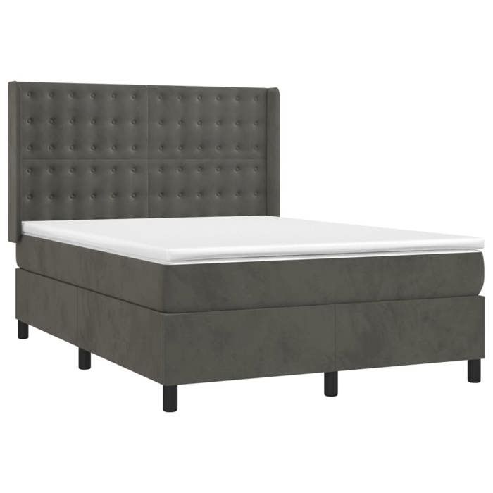 Maison Exclusive - Sommier à lattes de lit matelas et LED Gris foncé 140x200 cm
