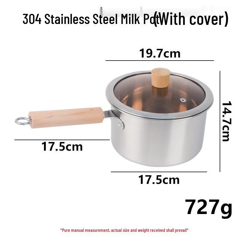 Stainless Steel Composite Bottom Milk and Soup Pot with Lid and Single Handle