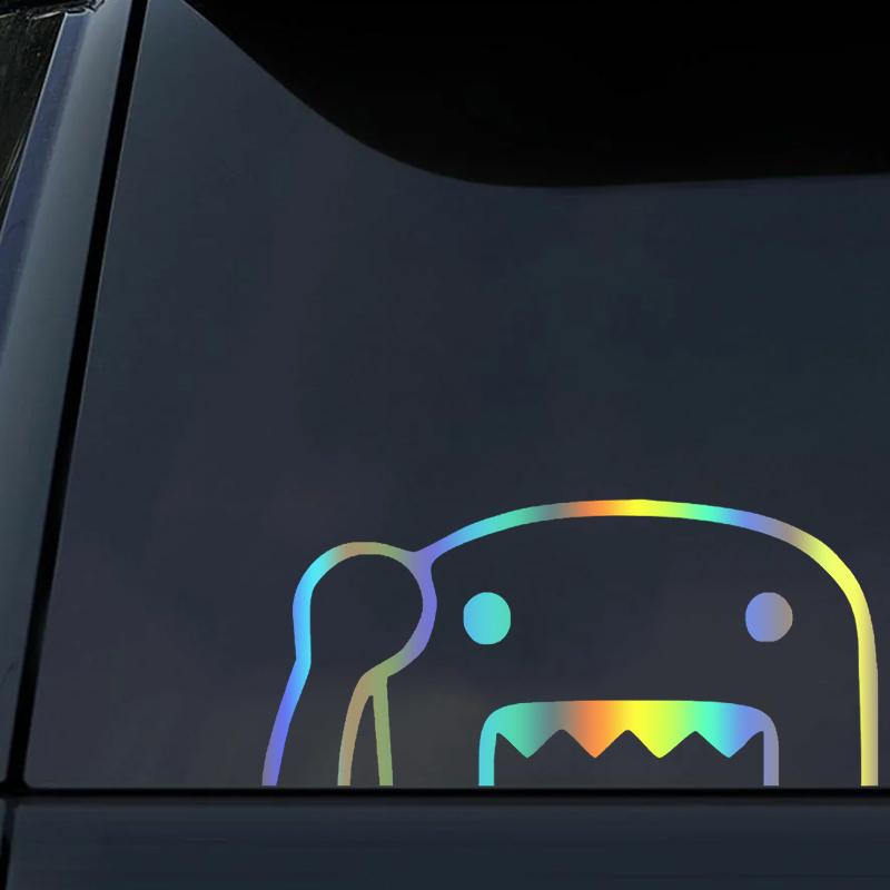 Hinter den Kulissen Domo Kun Vinyl Autoaufkleber, Wasserdichte Cartoon-Aufkleber für Auto Stoßstange Heckscheibe Auto Außen Styling Dekor Zubehör
