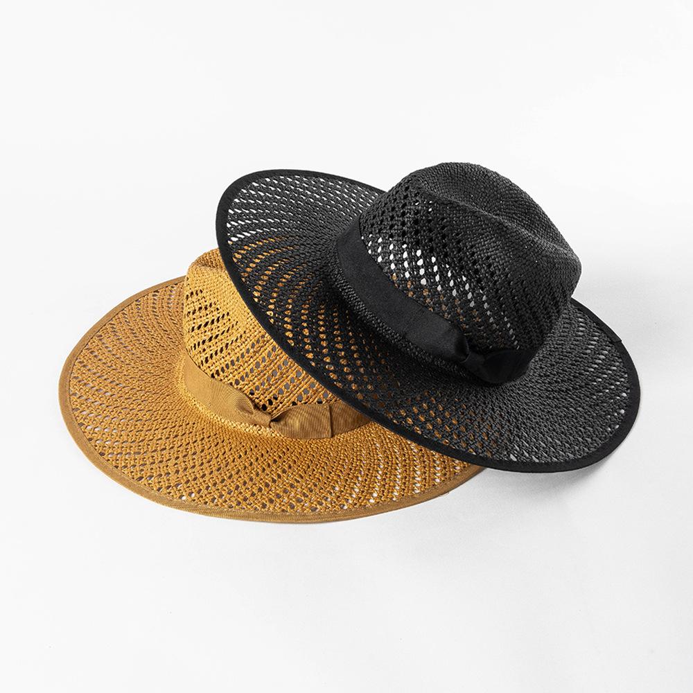 European and American style fashion casual hollow hand woven big eaves papyrus jazz hat outdoor beach sun protection Internet celebrity straw hat tide