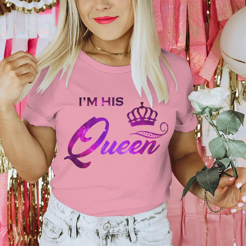 Vintage Starry Sky Style Im His QueenHer King T Shirt Women Men Fashion Crown Matching Tshirt Sweet Valentine Gifts Tshirts