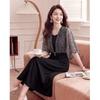 Women's Elegant Sequin Cape Sleeve High-Waist Midi Dress