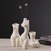 Menselijke Vorm Kunstvaas - Scandinavische Woonkeramiek Sculptuur, Witte Bloemenhouder