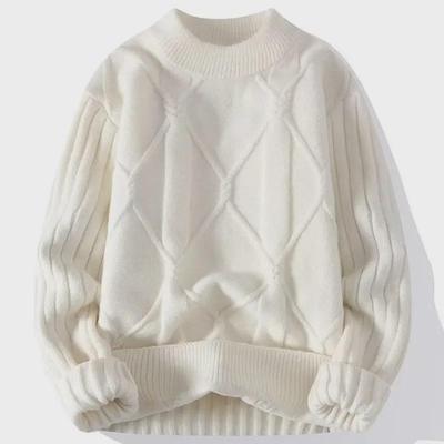 Men's Soft Waxy Sweater: Trendy Twisted Knit, Round Neck, Warm & Loose for Autumn/Winter