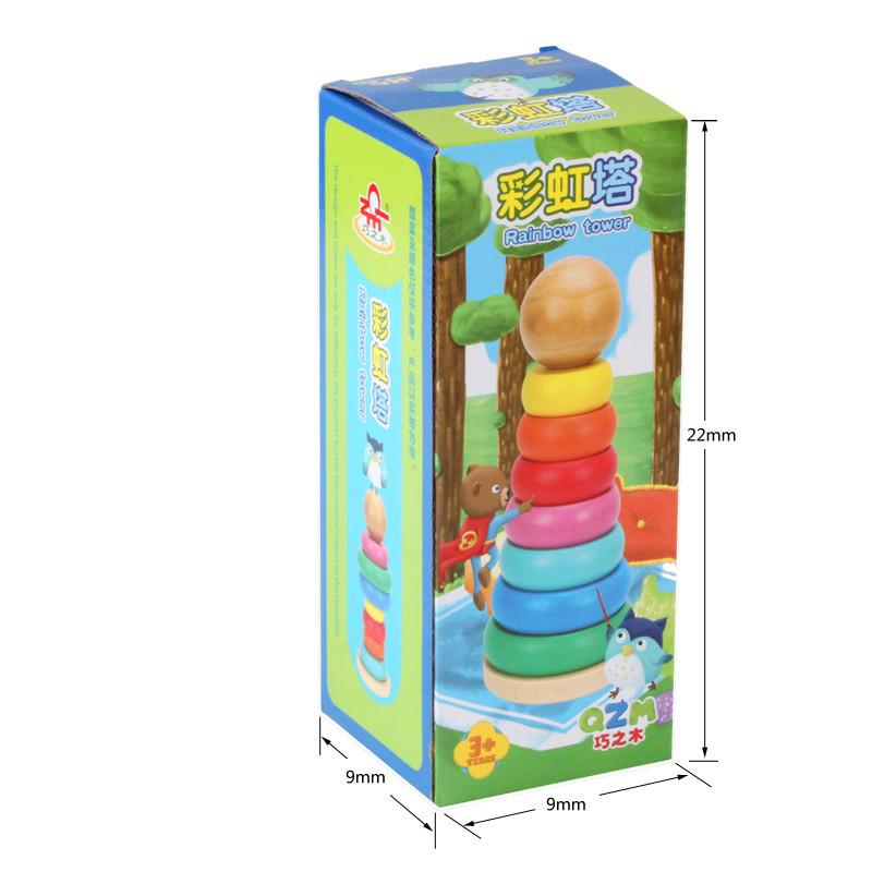 Tower Rainbow Stacking Wooden Toy Early Childhood Learning Logic Development