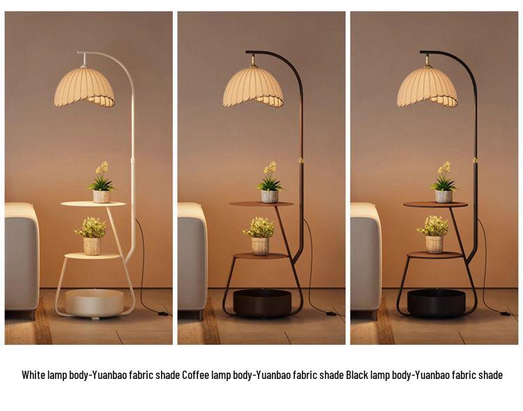 Antique-Style Floor Lamp with Shelf: Retro Bedside Table for Living Room or Bedroom.