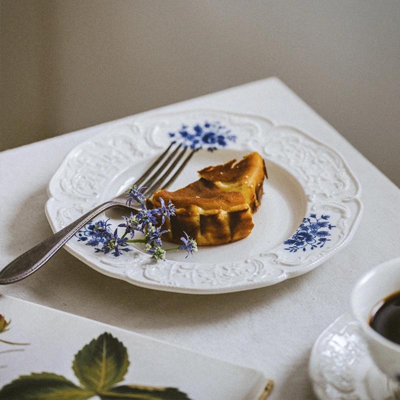Creative Relief Ceramic Plates High End French Style Steak Plate Home Afternoon Tea Dessert Fruits Plate Exquisite Coffee Cups