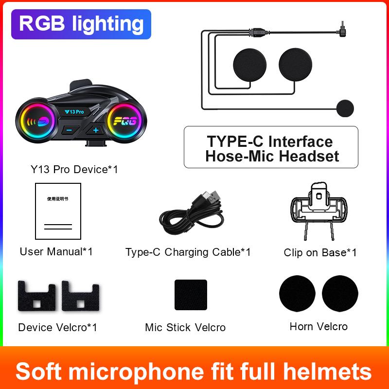 

NEW Helmet Bluetooth 500M Walkie-Talkie Dual Bluetooth 6.0 RGB Lighting Effect Supports Connecting To Third-Party Walkie-Talkie