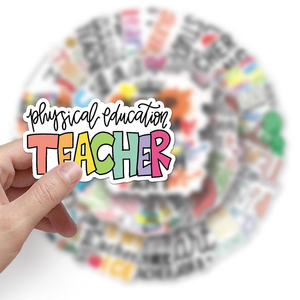 50 Personalized Inspirational Teacher Graffiti Stickers: Waterproof English Decor for Guitar, Phone Case, Suitcase