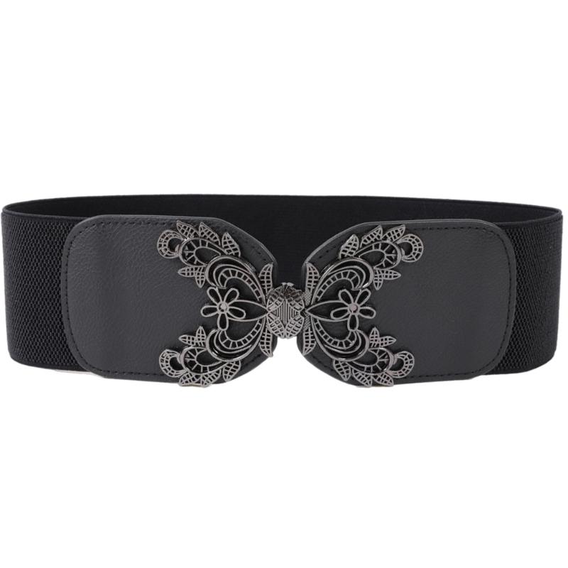 PU Leder Taillenband Elastischer Taillenformer für Damen Mädchen Stilvoller Breiter Gürtel Taillenornament für Modische Dame