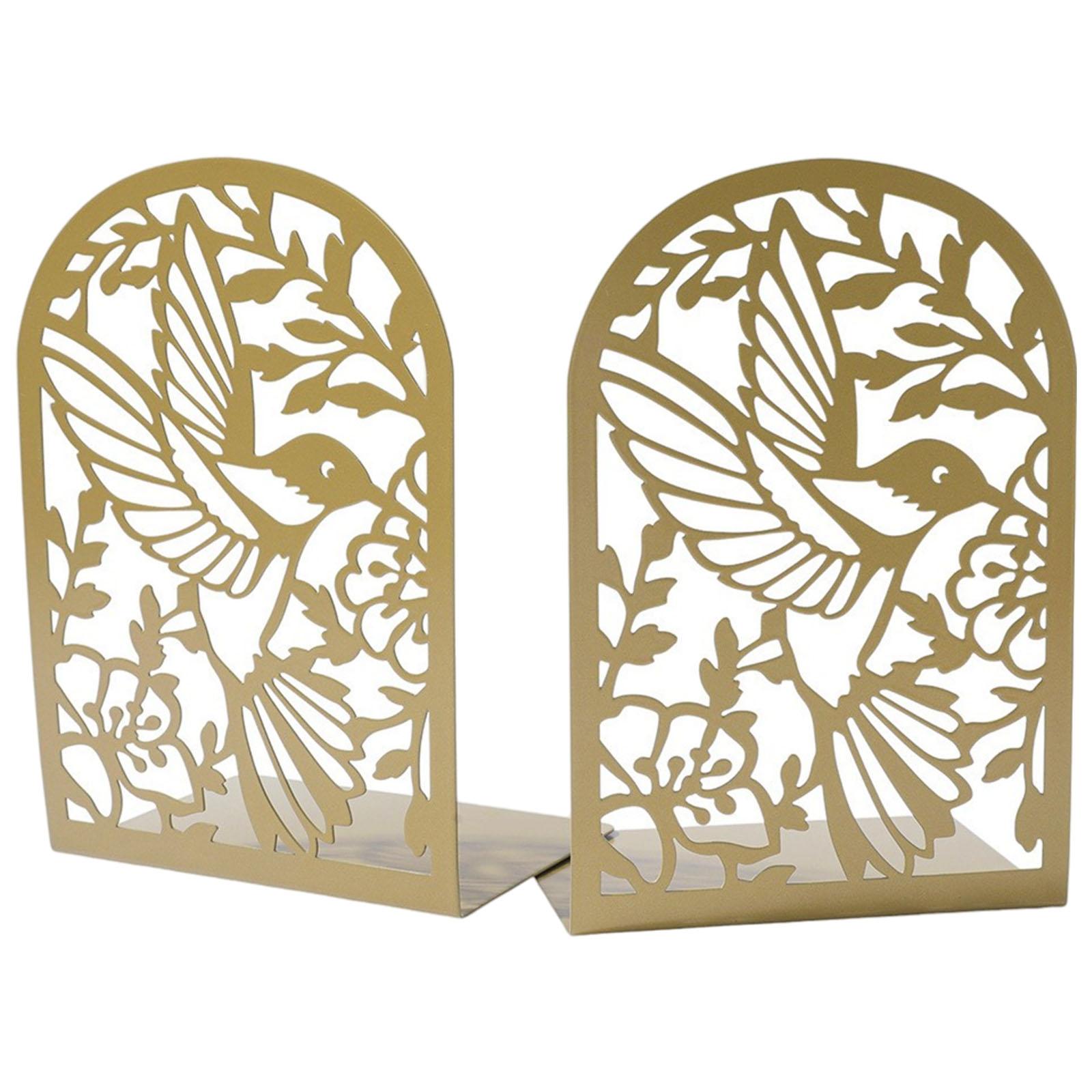 

2 шт. Полые птицы цветочные упоры для книг для полок, сверхпрочные металлические упоры для книг, декоративные упоры для книг, ограничители для книг для стола