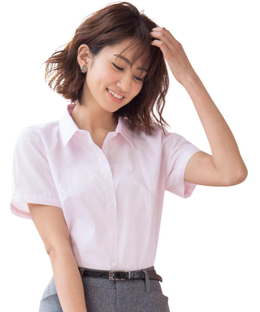 

Рубашки и блузки добби ткачество обычный воротник рукав-буф фонарик розовая рубашка M [Nissen] Формоустойчивая с коротким рукавом (свободный бюст) розовый