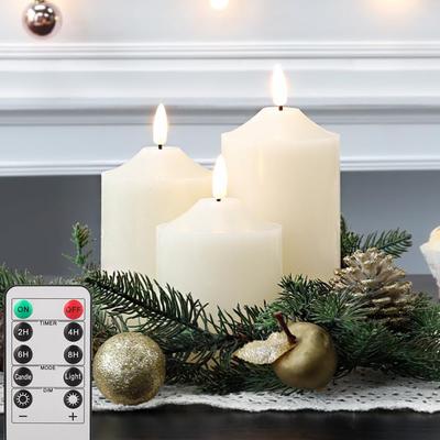 Flammenlose Kerze, flackernd mit Fernbedienung und Timer, 3D-Docht, batteriebetriebene LED-Kerzen für Hochzeit, Halloween, Weihnachten, Party-Dekor