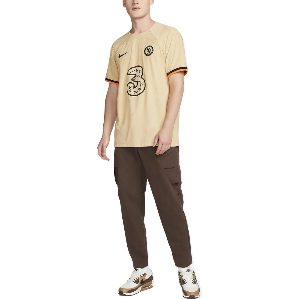 Nike Solid Color Logo Print Crew Neck T-Shirt Men Tops Yellow DN2705-253
