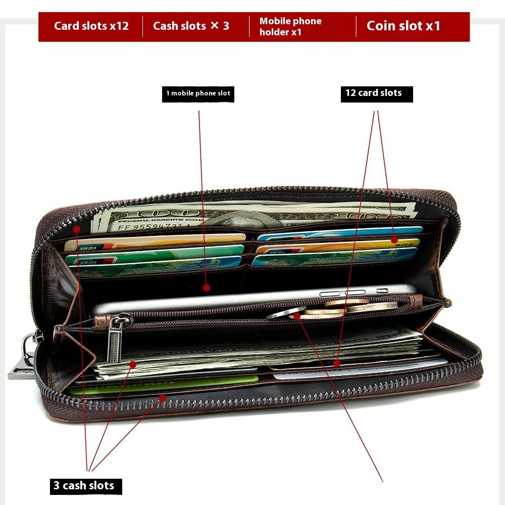 Long Wallet, Leather Alligator Pattern Business Multi-card Clutch Bag First Layer Cowhide Wallet Male