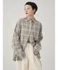 Emi Check Gray Women's Overshirt, 13WFB254049,