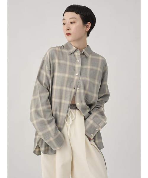 Emi Check Gray Women's Overshirt, 13WFB254049,