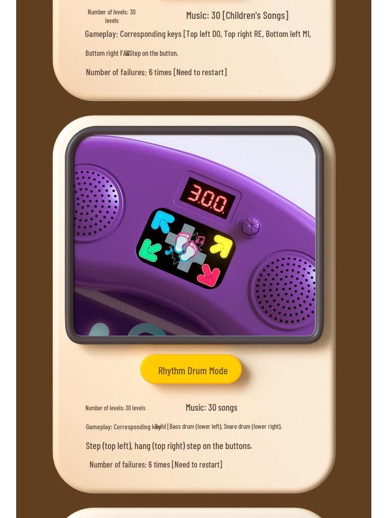 Girls' Musical Dancing Mat – Kids' Fitness Challenge and Puzzle Jump Pad