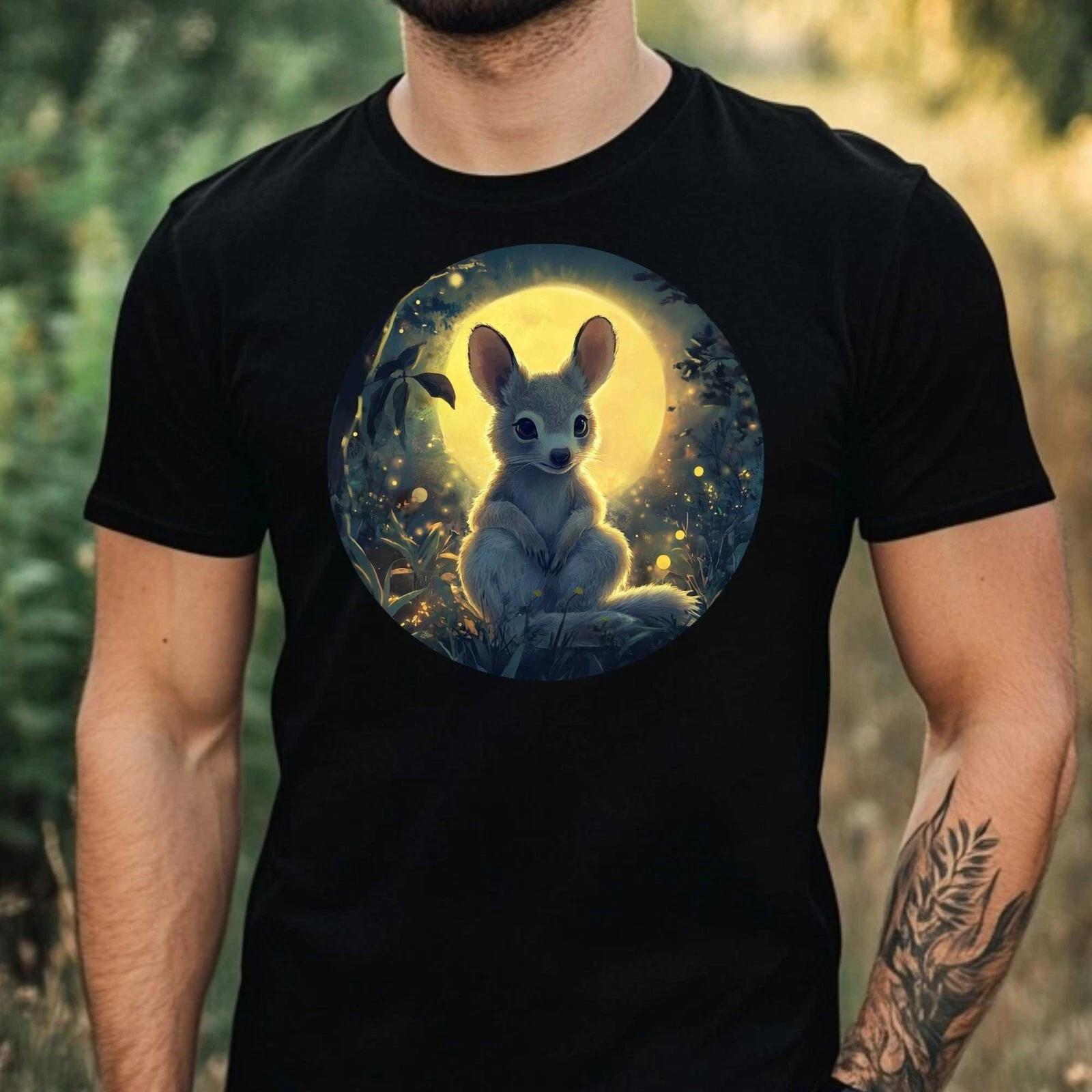 T-Shirt Herren Känguru im Mondlicht Motiv Baumwolle Größe XS bis 5XL XXXL
