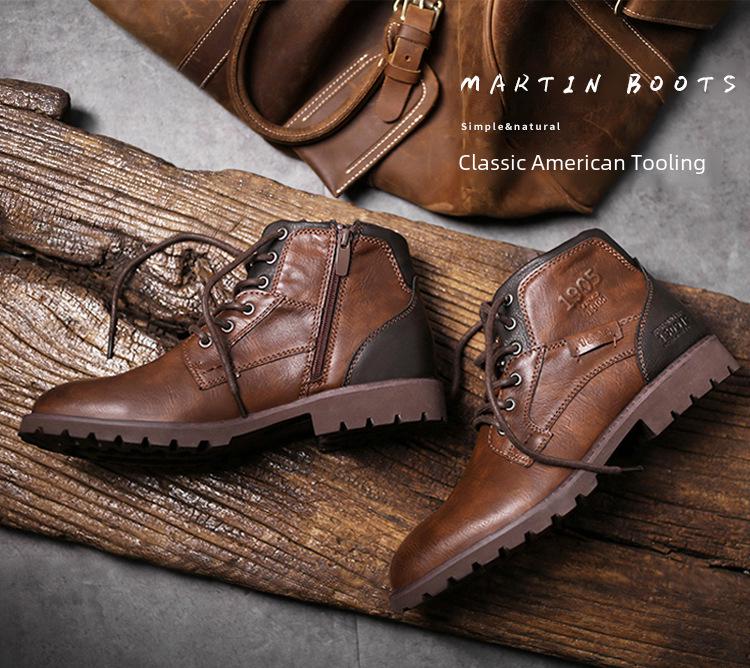 Men's Cross-Border Martin Boots: Casual Zipper High-Top Desert Work Boots, Large Size, Retro Style for Autumn and Winter.