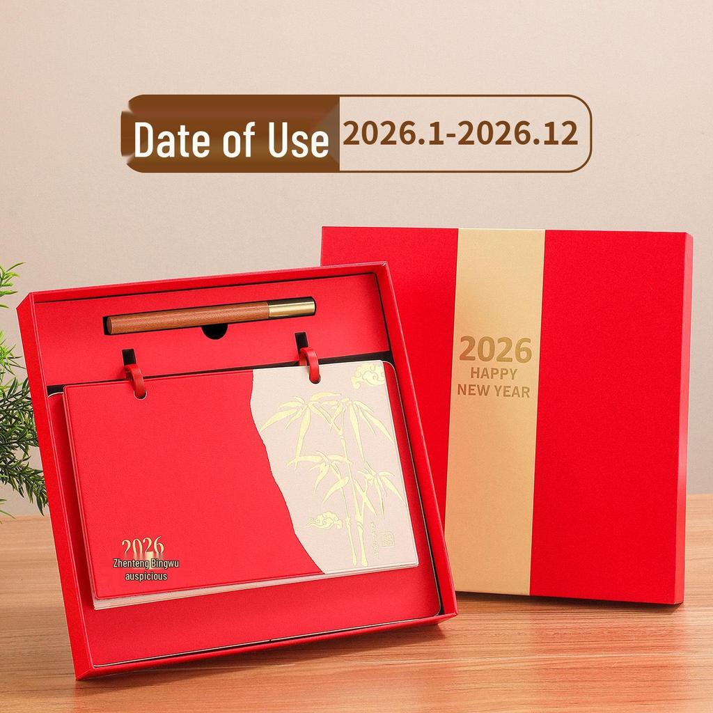 2026 Year of the Horse Leather Desktop Calendar – Custom Business Edition with Logo