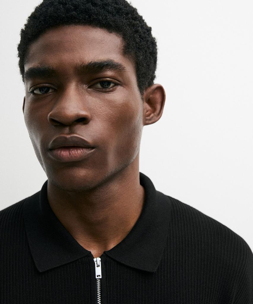 Masimodutti Zipper Polo Neck Knit Sweater