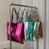 Borsa a tracolla da donna Superficie liscia e lucida Borsa da studente da donna leggera portatile in pelle sintetica di grande capacità Chiusura con cerniera in tinta unita