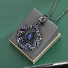 Niebieskie Kropelki Wody Okrąg Długi Łańcuszek Naszyjniki dla Kobiet Vintage Kryształowe Geometryczne Naszyjniki Biżuteria Collier Femme Prezent na Imprezę
