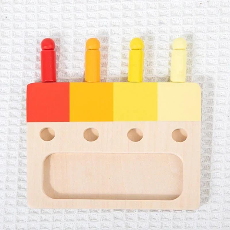Wooden Montessori Toy Color Sense System Training Wood Insert Board 24 Color Children's Color Cognitive Matching Educational Toy