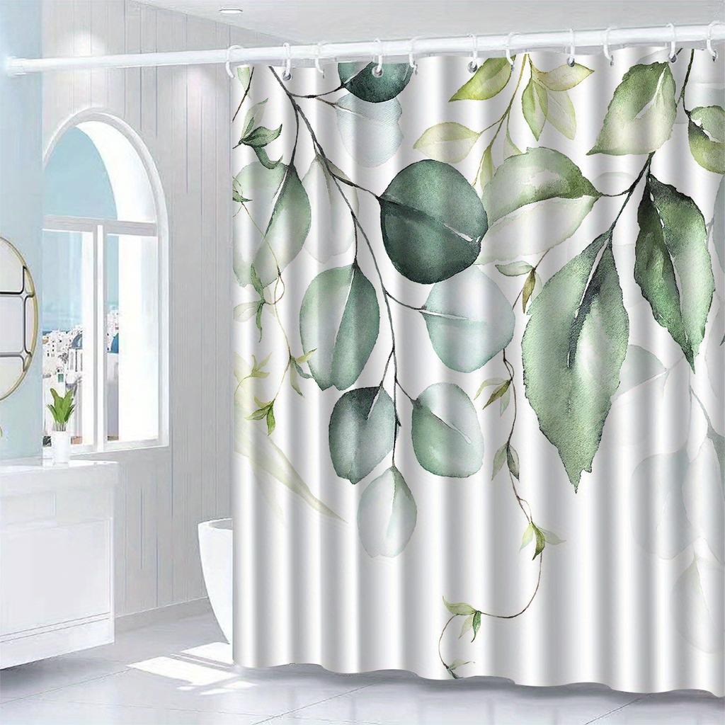Jit1pc Green Leaf Shower Curtain, a High-End Elegant Bathroom Decor Pattern.