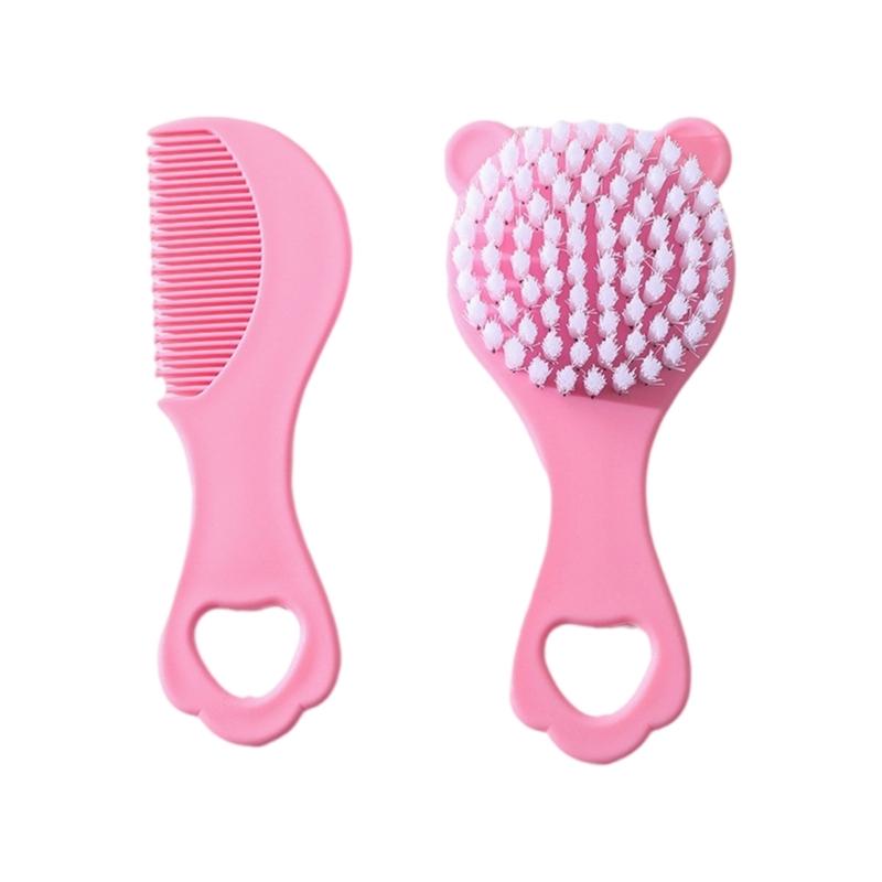 Infant Comb Kit with Hairbrush for Delicate Skin Feature Lovely Bear Pattern New Parents Essential Hair Care Tools