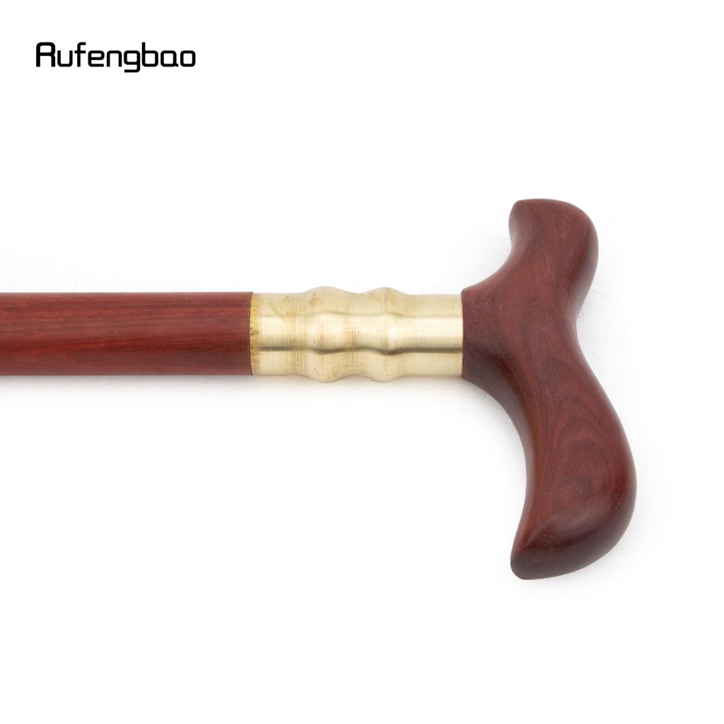 Red Wooden T Traditional Single Joint Walking Stick Decorative Cospaly Party Wood Walking Cane Halloween Mace Wand Crosier 90cm