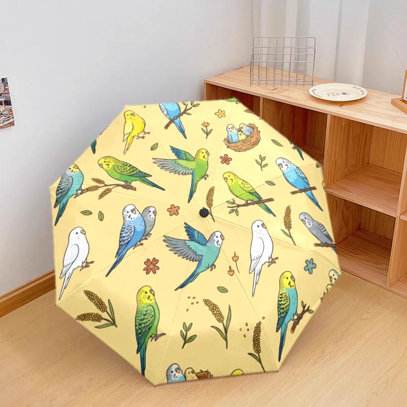 1 PC Automatic Folding Umbrella - Cute Parrot Pattern, Portable & Foldable Design with 8 Ribs, Christmas Birthday Gifts