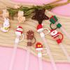 6pc Cartoon Christmas Silicone Straw Covers Cap Drinking Straw Tip Lids Reusable