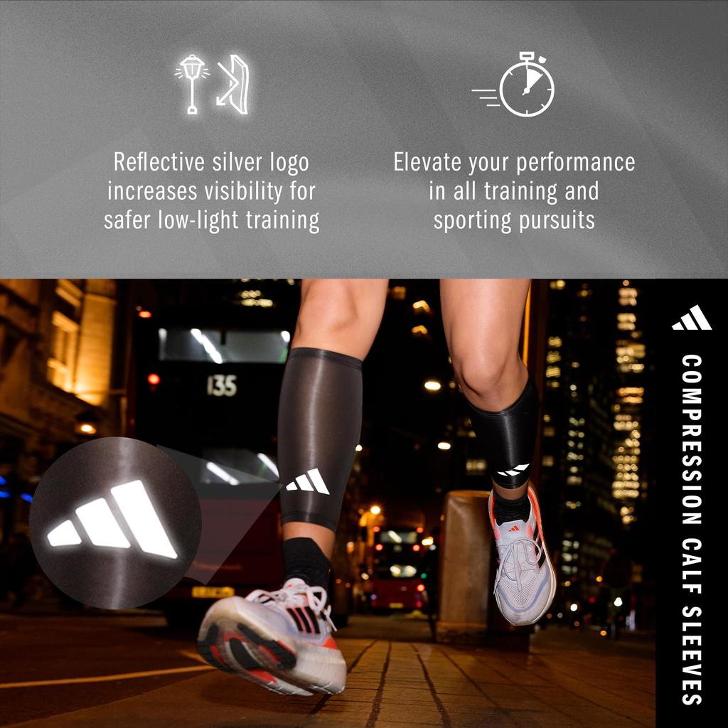 Adidas Compression Calf Sleeve Pack of ClimaCool Material Sizes Warmers, 2, (Breathable, Moisture-Wicking, Quick-Drying), Black, L/XL (ADSL-13014BK)