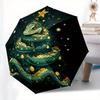 Snake Christmas Tree Theme 8 Bone Hand Automatic Folding Umbrella, Compact and Portable Design, A Perfect Gift for Birthday, Christmas or Bu