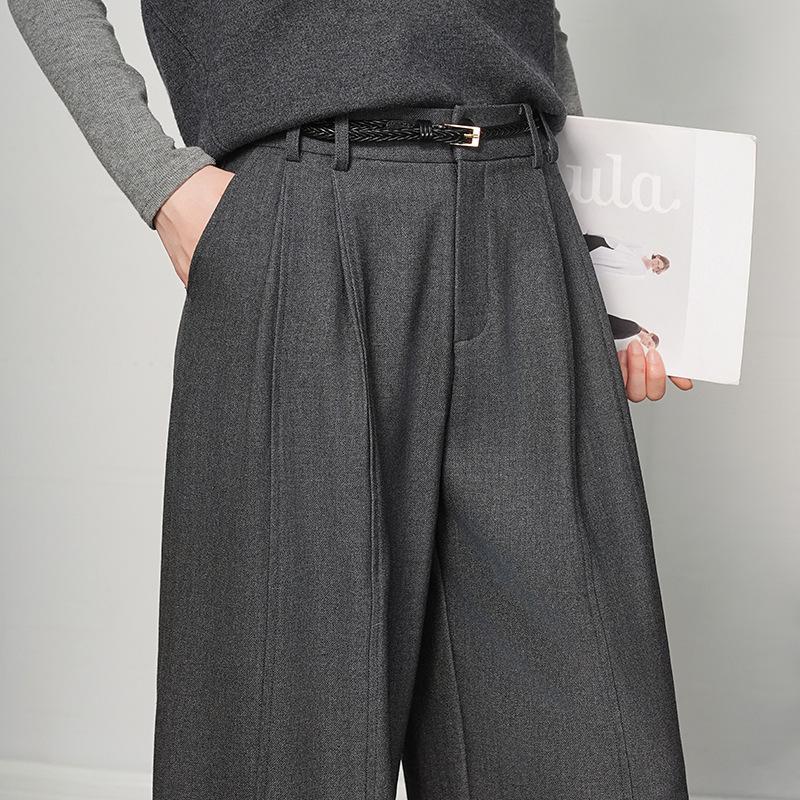 2025 Women's High-Waisted Tencel Wool Wide-Leg Pants - Versatile, Drapey, Casual Suit Style