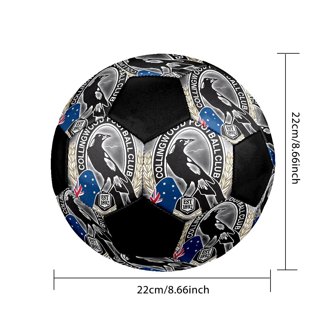 SIZE 5 Collingwood Magpies Soccer Ball Colorful All Ages Machine Stitched PVC Competition Ready Durable High-Bounce