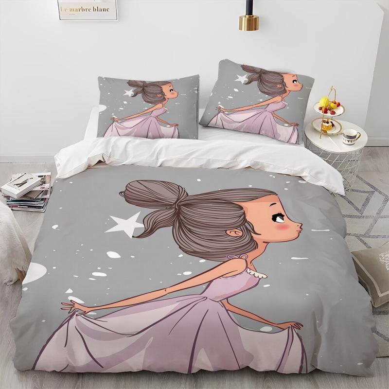 Girls Ballet Dance Duvet Cover Three-Piece Bedding 3D Printed Sheet Quilt Cover Pillowcase