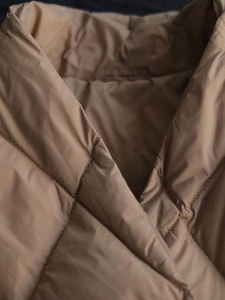 Übergröße Damen Herbst Winter Locker Lässig Stehkragen Einfarbig Bedruckt Daunen Steppjacke Mantel