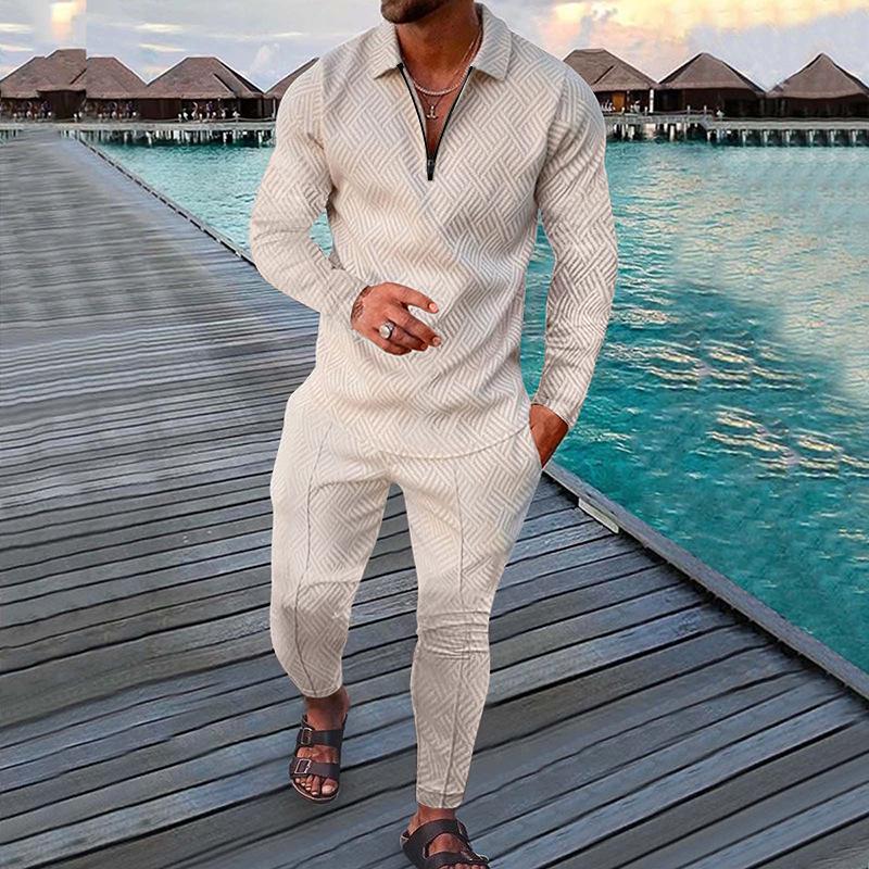 2022 Autumn European & American Men's Sporty Casual Long Sleeve & Long Pants Two-Piece Suit