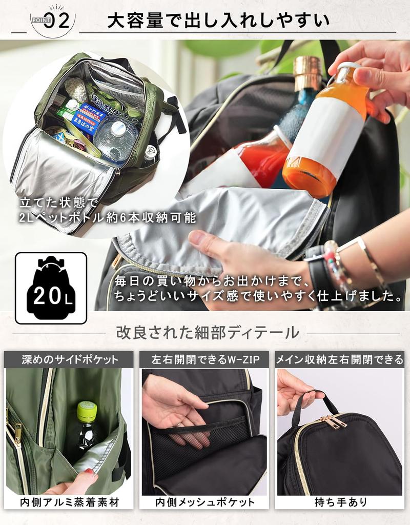 Lelotte Large Capacity Insulated Backpack for Shopping and Camping Women's Water-Repellent (Orange)