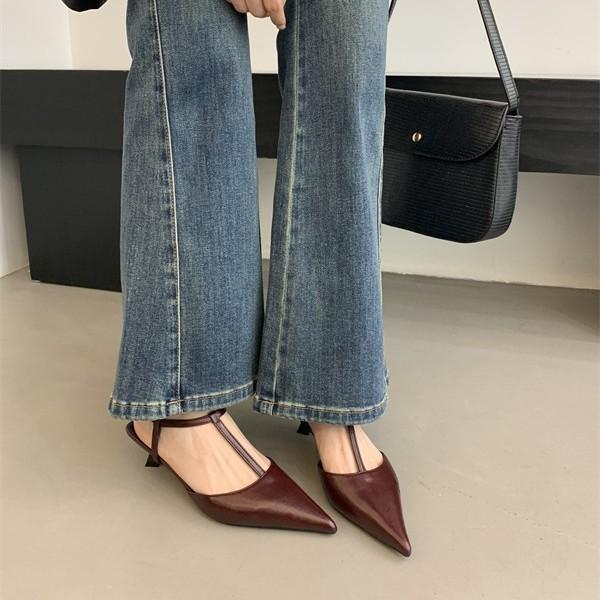 2025 spring and autumn new pointed high heels women's fashion versatile sandals thin heel bag head women's shoes